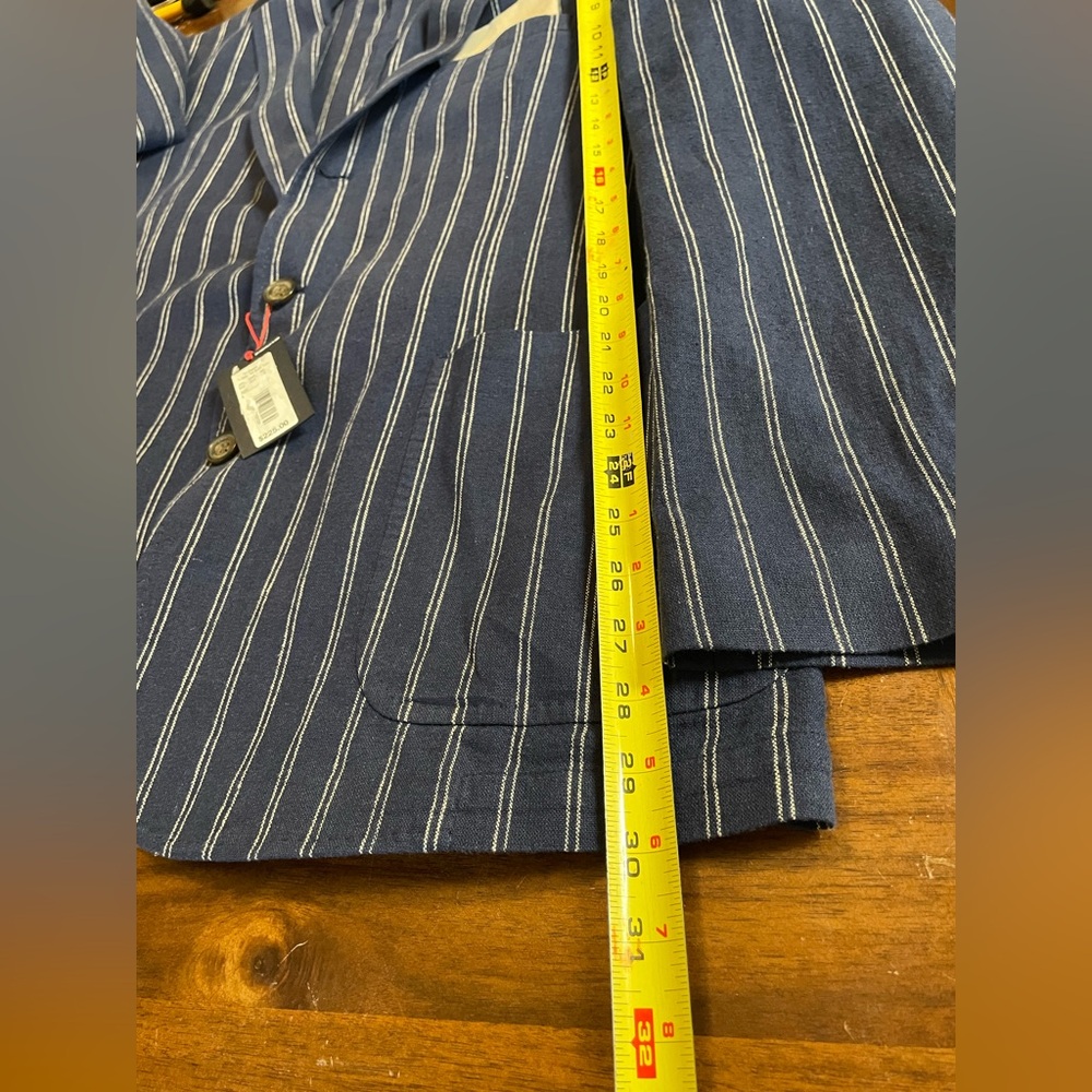 Cremeiux Linen-Blend Striped Blazer Peacoat Blue,size 38/L, Northwest NWT - Picture 12 of 16
